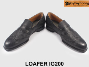 giày da nam da bò vân đen hạt thời trang Loafer IG200 003