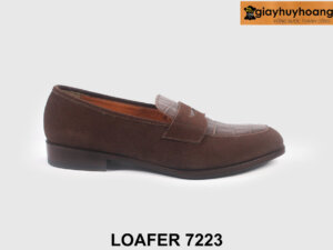Size 42 giày lười da nam phối màu nâu phong cách Loafer 7223 001