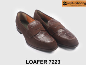 Size 42 giày lười da nam phối màu nâu phong cách Loafer 7223 004