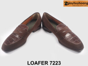 Size 42 giày lười da nam phối màu nâu phong cách Loafer 7223 003