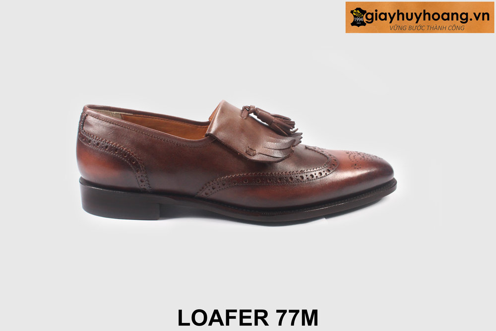ban-giay-luoi-da-nam-cao-cap-77m-giayhuyhoangvn-1 Size 42 Giày lười nam phong cách màu nâu Loafer 77M 001