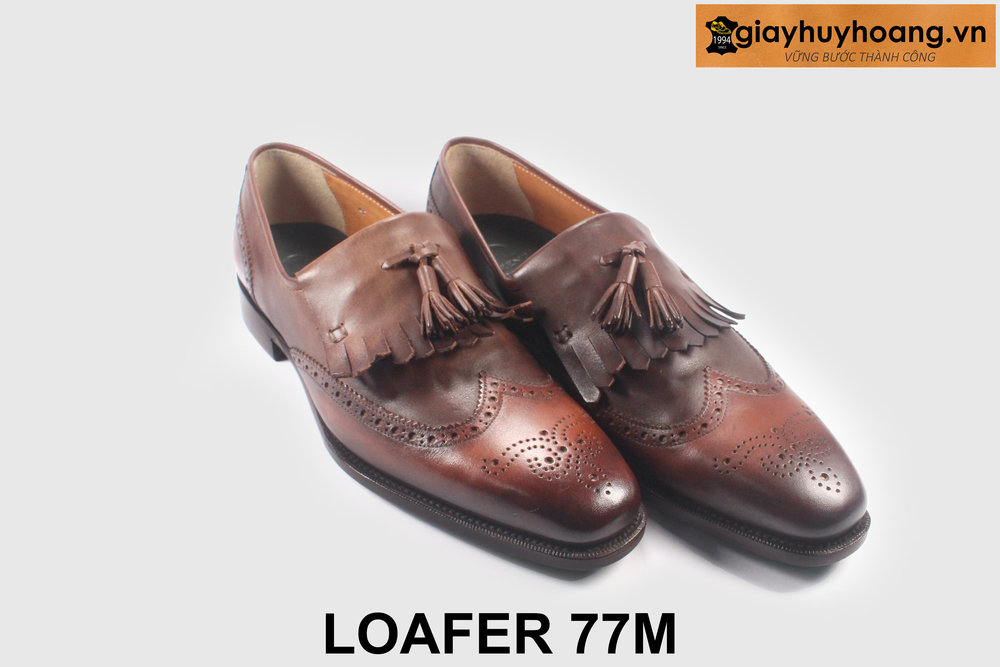 ban-giay-luoi-da-nam-cao-cap-77m-giayhuyhoangvn-3 Size 42 Giày lười nam phong cách màu nâu Loafer 77M 004
