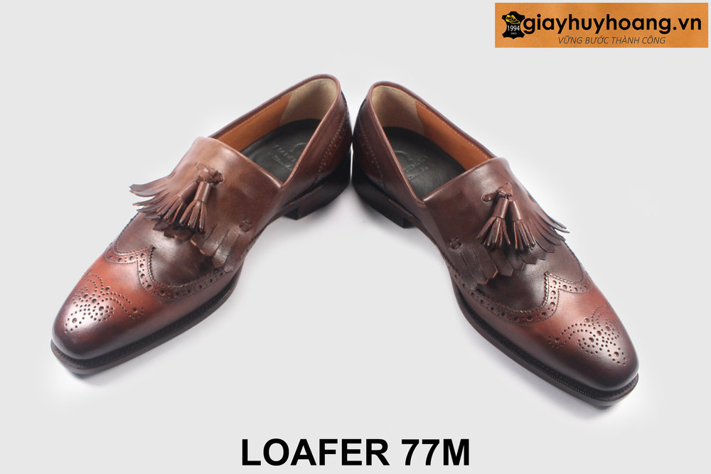 ban-giay-luoi-da-nam-cao-cap-77m-giayhuyhoangvn-4 Size 42 Giày lười nam phong cách màu nâu Loafer 77M 003