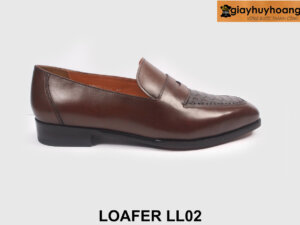 Giày lười nam màu nâu phối da vân cao cấp Loafer LL02 001