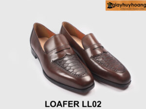 Giày lười nam màu nâu phối da vân cao cấp Loafer LL02 004