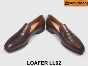 Giày lười nam màu nâu phối da vân cao cấp Loafer LL02 003