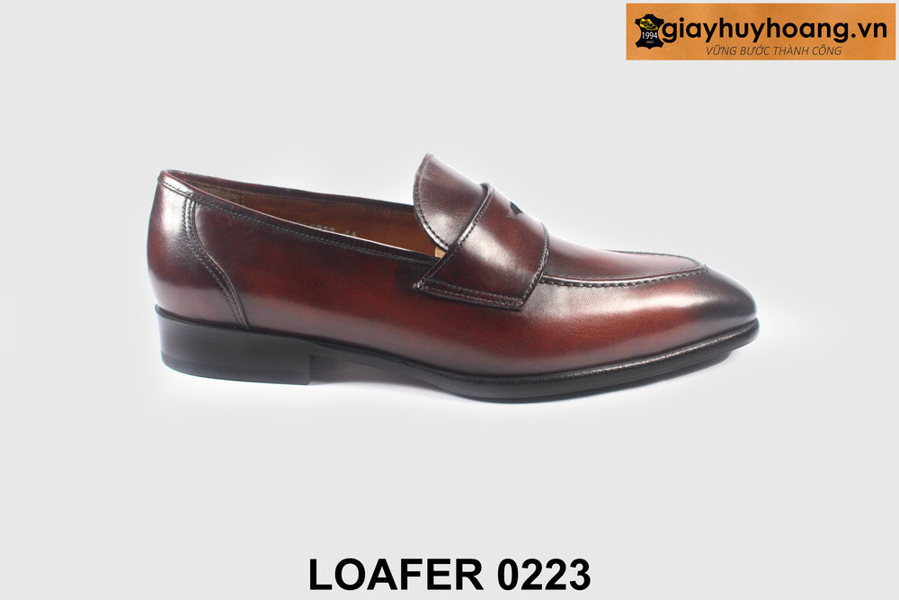 ban-giay-luoi-nam-thu-cong-loafer-l0223-giayhuyhoangvn-11 Giày lười nam đế da bò khâu chỉ dán chống trượt bền bỉ 0223 001