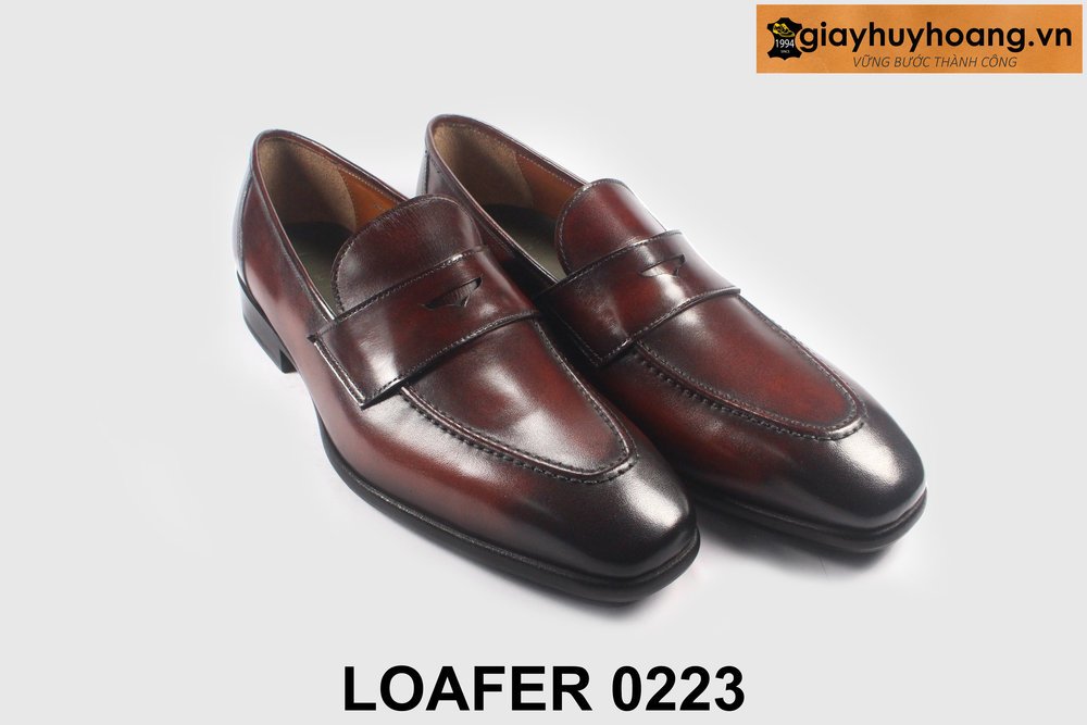 ban-giay-luoi-nam-thu-cong-loafer-l0223-giayhuyhoangvn-13 Giày lười nam đế da bò khâu chỉ dán chống trượt bền bỉ 0223 004