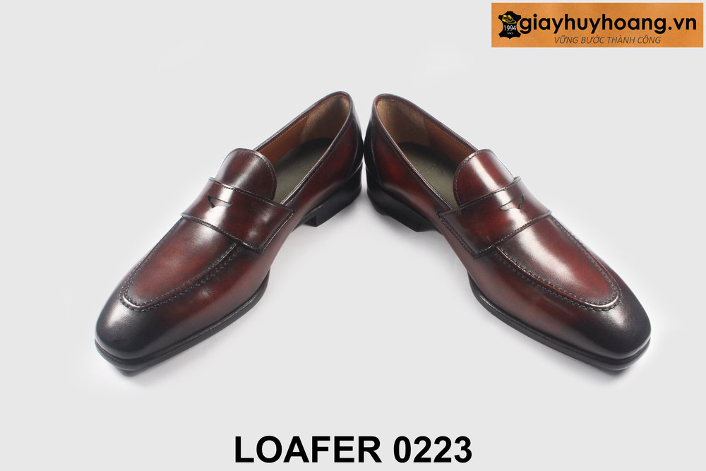 ban-giay-luoi-nam-thu-cong-loafer-l0223-giayhuyhoangvn-14 Giày lười nam đế da bò khâu chỉ dán chống trượt bền bỉ 0223 003