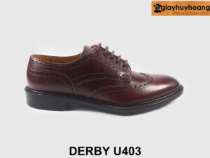 Size 38 Giày da nam derby đỏ đô da vân cao cấp U403 001