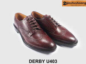 Size 38 Giày da nam derby đỏ đô da vân cao cấp U403 004