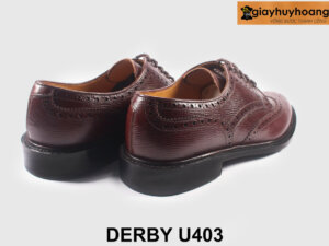Size 38 Giày da nam derby đỏ đô da vân cao cấp U403 002