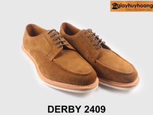 Giày tây nam da lộn màu bò đế trắng Derby 2409 005