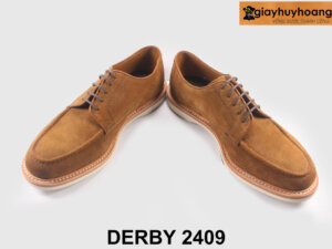 Giày tây nam da lộn màu bò đế trắng Derby 2409 004
