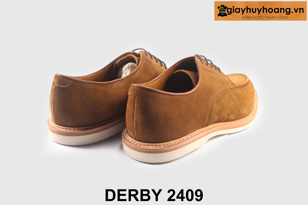 ban-giay-tay-derby-da-lon-bo-2409-giayhuyhoangvn-5 Giày tây nam da lộn màu bò đế trắng Derby 2409 003
