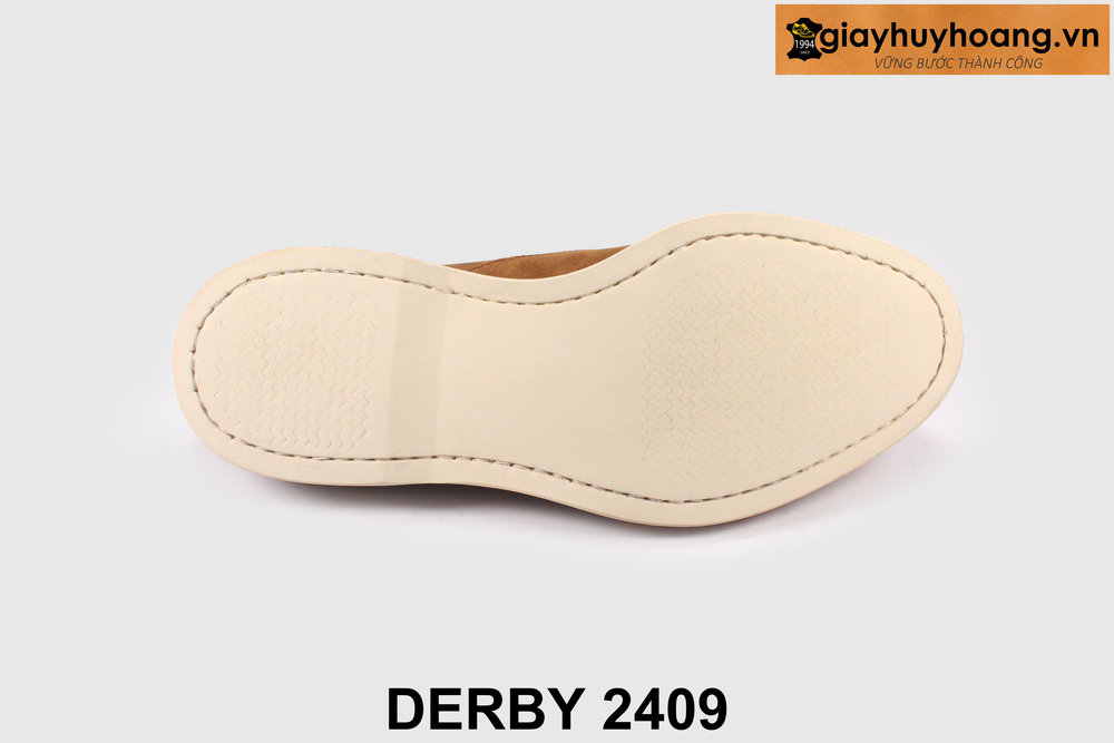 ban-giay-tay-derby-da-lon-bo-2409-giayhuyhoangvn-6 Giày tây nam da lộn màu bò đế trắng Derby 2409 002