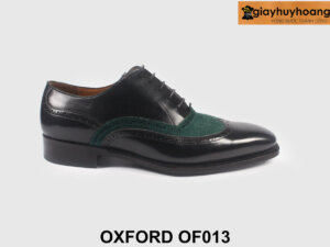 Size 41 Giày da nam đục lỗ cánh chim phối da lộn xanh OF013 001
