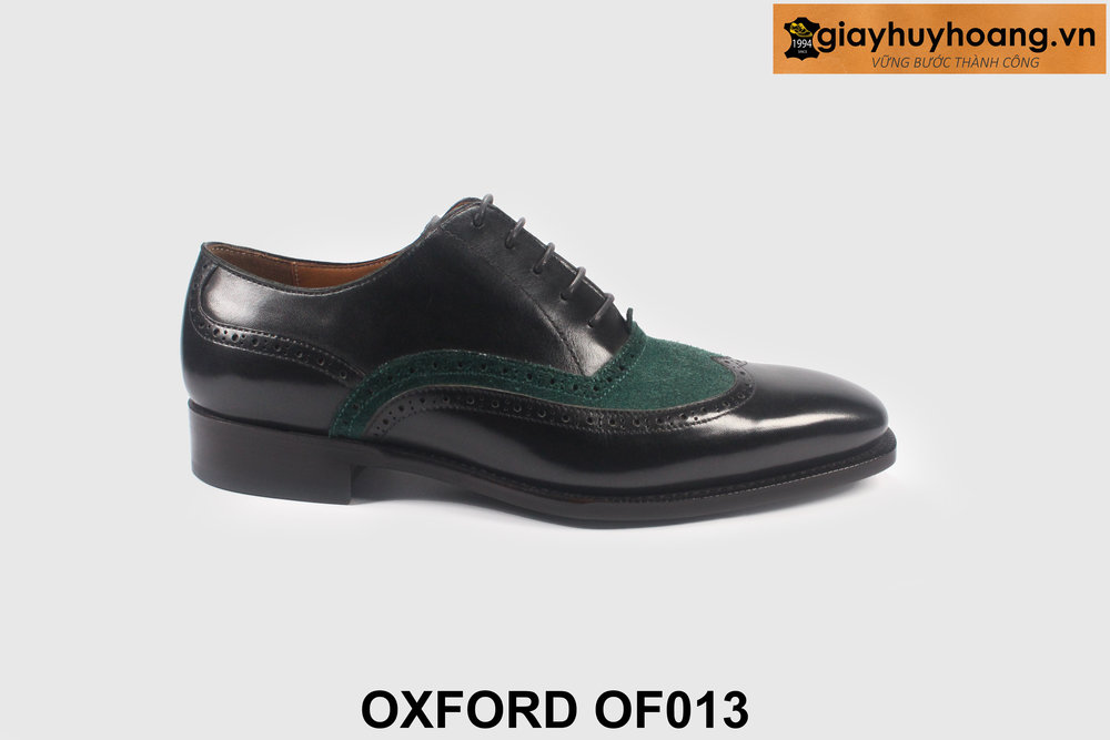 ban-giay-tay-nam-cao-cap-of013-giayhuyhoangvn-1 Size 41 Giày da nam đục lỗ cánh chim phối da lộn xanh OF013 001