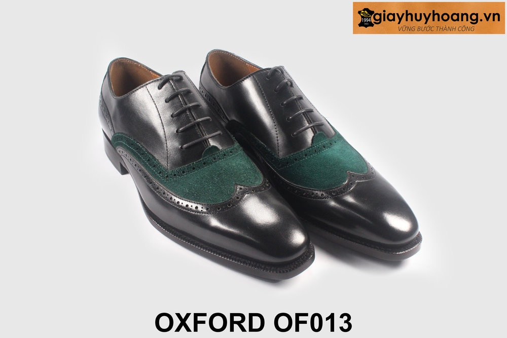 ban-giay-tay-nam-cao-cap-of013-giayhuyhoangvn-3 Size 41 Giày da nam đục lỗ cánh chim phối da lộn xanh OF013 004