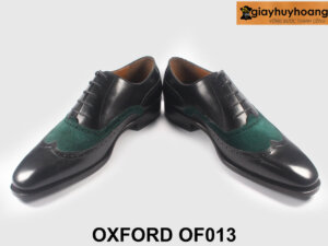 Size 41 Giày da nam đục lỗ cánh chim phối da lộn xanh OF013 003
