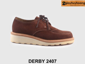 Giày da lộn nam màu nâu đế bằng sneaker Derby 2407 001