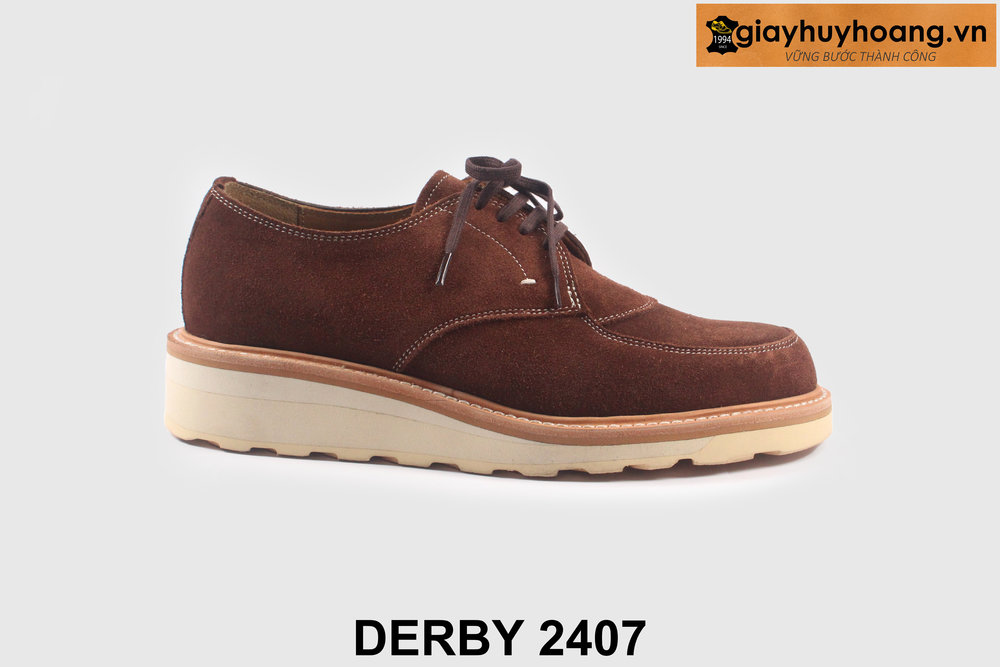 ban-giay-tay-nam-da-lon-de-sneaker-2407-1 Giày da lộn nam màu nâu đế bằng sneaker Derby 2407 001