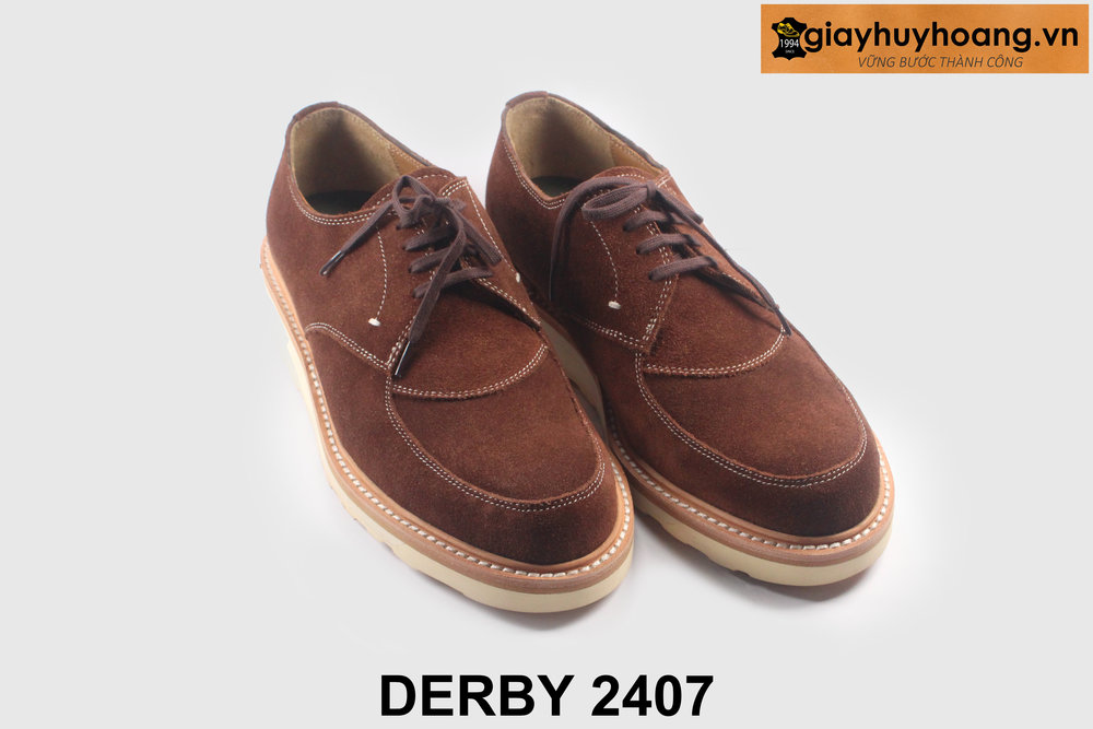 ban-giay-tay-nam-da-lon-de-sneaker-2407-3 Giày da lộn nam màu nâu đế bằng sneaker Derby 2407 006
