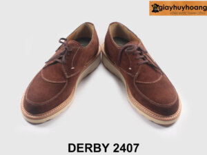 Giày da lộn nam màu nâu đế bằng sneaker Derby 2407 004