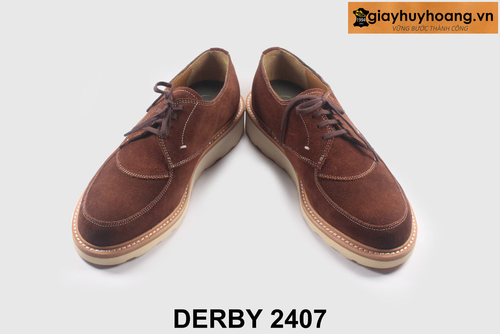 ban-giay-tay-nam-da-lon-de-sneaker-2407-4 Giày da lộn nam màu nâu đế bằng sneaker Derby 2407 004