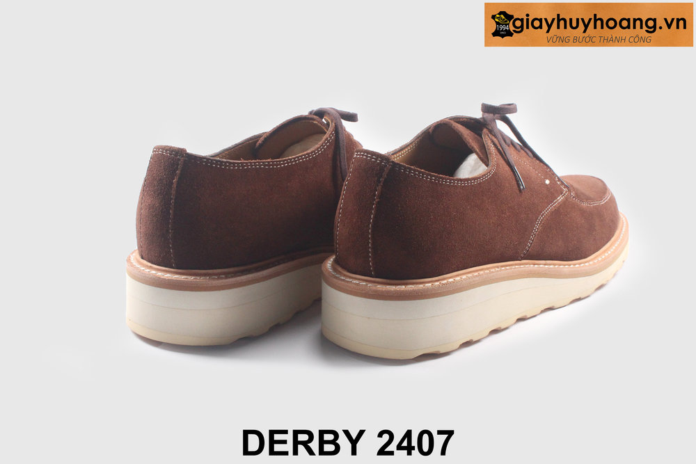 ban-giay-tay-nam-da-lon-de-sneaker-2407-5 Giày da lộn nam màu nâu đế bằng sneaker Derby 2407 003