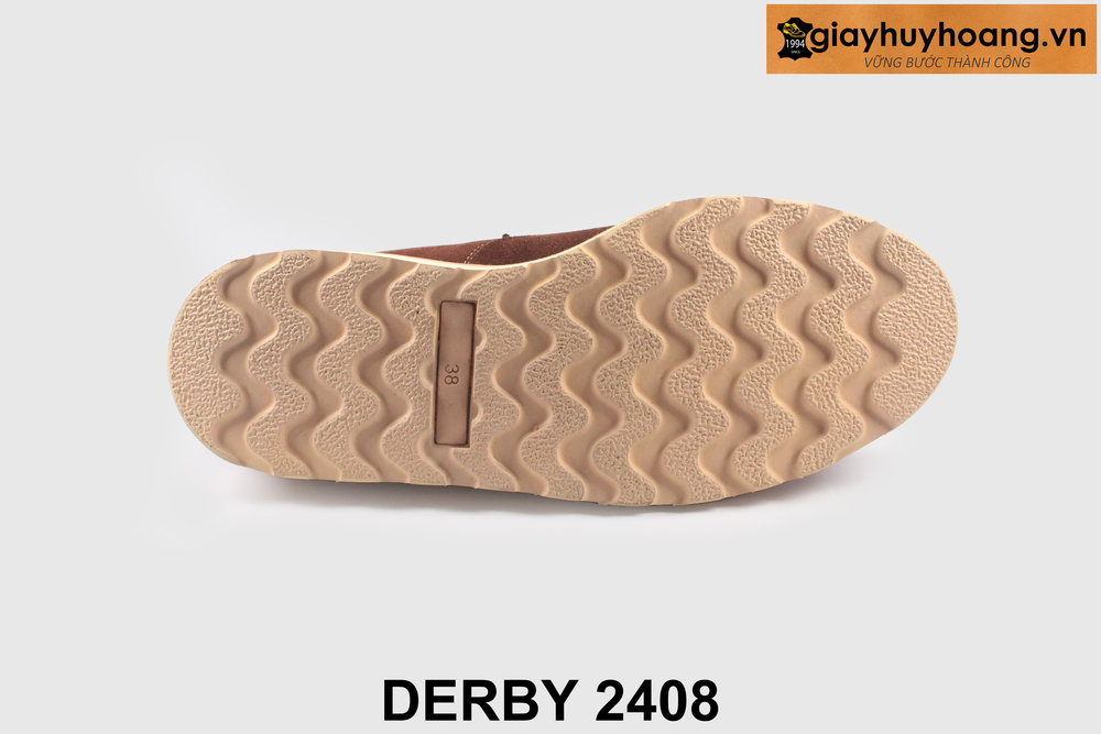 ban-giay-tay-nam-derby-da-lon-2408-giayhuyhoangvn-1 Giày tây nam da lộn thể thao phối jeans kaki Derby 2408 006