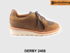 Giày tây nam da lộn thể thao phối jeans kaki Derby 2408 001