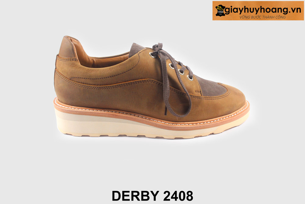 ban-giay-tay-nam-derby-da-lon-2408-giayhuyhoangvn-2 Giày tây nam da lộn thể thao phối jeans kaki Derby 2408 001
