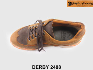 Giày tây nam da lộn thể thao phối jeans kaki Derby 2408 005