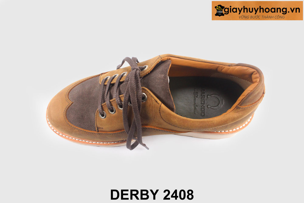 ban-giay-tay-nam-derby-da-lon-2408-giayhuyhoangvn-3 Giày tây nam da lộn thể thao phối jeans kaki Derby 2408 005