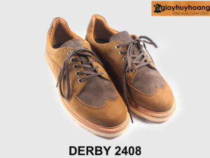 Giày tây nam da lộn thể thao phối jeans kaki Derby 2408 004
