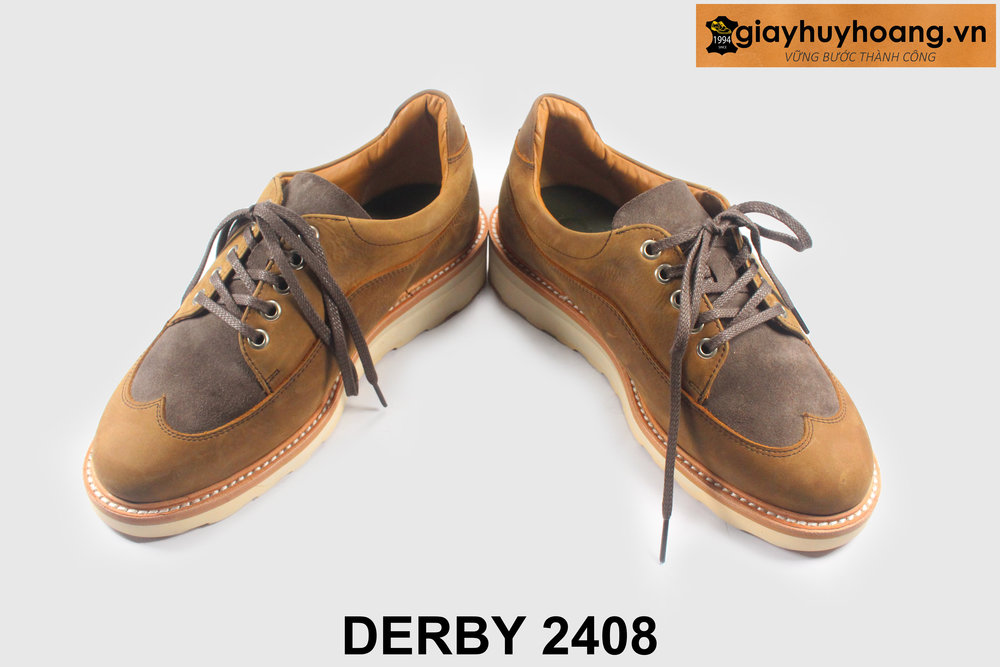 ban-giay-tay-nam-derby-da-lon-2408-giayhuyhoangvn-5 Giày tây nam da lộn thể thao phối jeans kaki Derby 2408 003