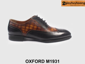 Size 42 Giày da nam phối vân cá sấu độc đáo Oxford 1931 001