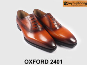 Giày oxford nam da bê mũi trơn màu bò cá tính 2401 004