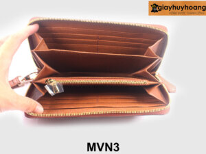 Ví dài cầm tay nam da sọc chéo màu bò MVN3 005