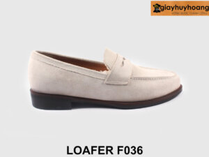 Giày lười nam da lộn màu trắng thời trang Loafer F036 001