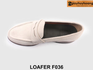 Giày lười nam da lộn màu trắng thời trang Loafer F036 005