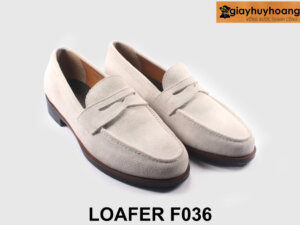 Giày lười nam da lộn màu trắng thời trang Loafer F036 004
