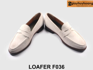 Giày lười nam da lộn màu trắng thời trang Loafer F036 003
