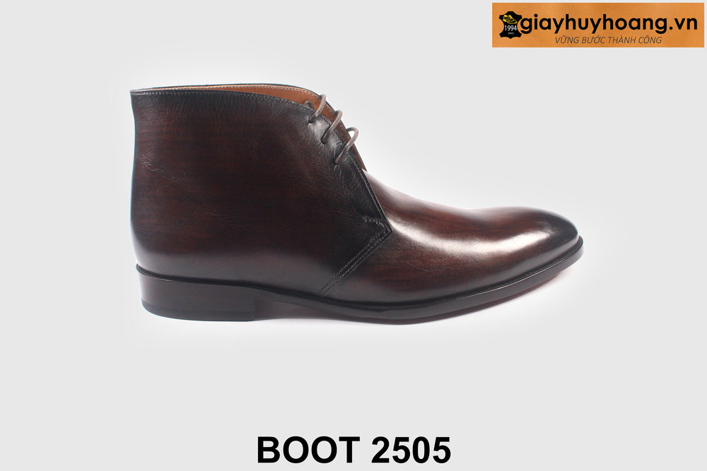 giay-da-nam-cong-so-thu-cong-boot-2505-01 Giày da nam cổ lửng trẻ trung màu nâu boot 2505 001