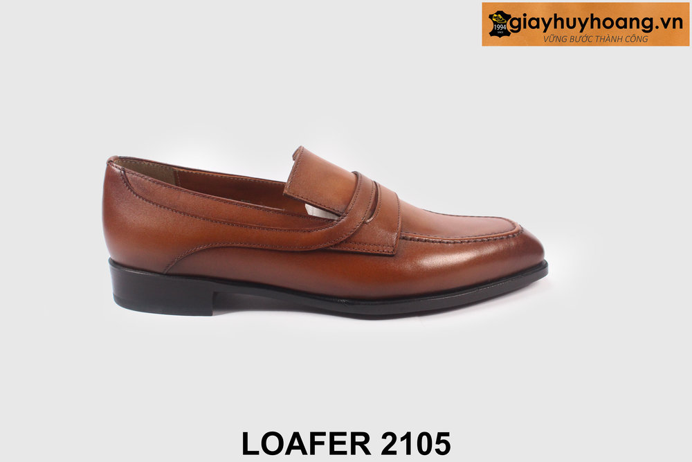 giay-luoi-da-nam-cong-so-thu-cong-loafer-2105-01 Giày lười nam màu bò trẻ trung sang trọng 2105 001