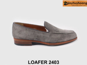 Giày lười da lộn nam màu xám lông chuột Loafer 2403 001