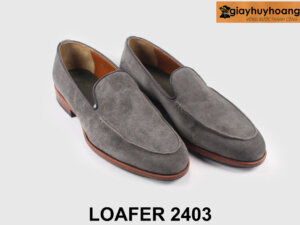 Giày lười da lộn nam màu xám lông chuột Loafer 2403 004