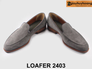 Giày lười da lộn nam màu xám lông chuột Loafer 2403 003