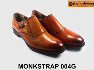 Giày da nam cao cấp màu bò 1 khóa cài Monkstrap 004G 004